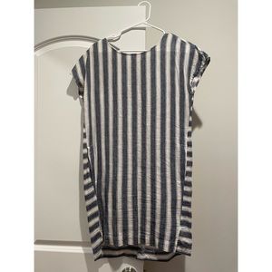 Madewell Stripe Play Button Back Dress Women’s Linen Tunic Shift Dress